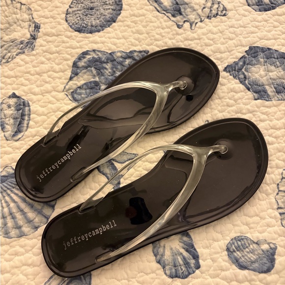 Jeffrey Campbell Black and Clear Jelly Flip Flops - Picture 2 of 3